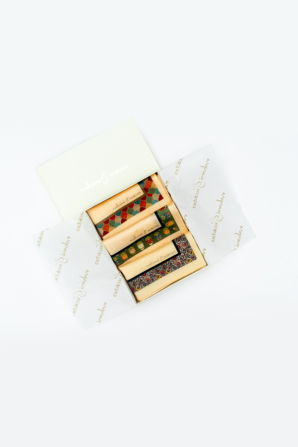 Cream & Gold Printed Pocket Square Gift Box