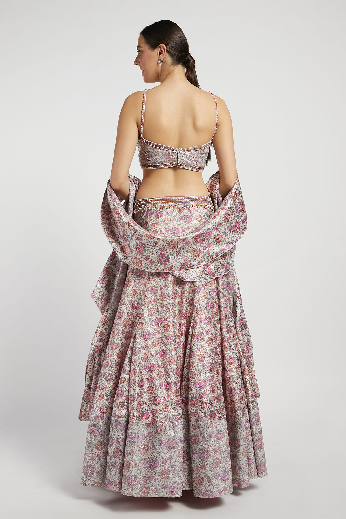 Pink Bloom Print Rabia Lehenga Set