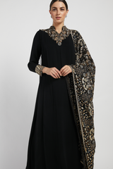 Black Rania Kurta Set With Dupatta