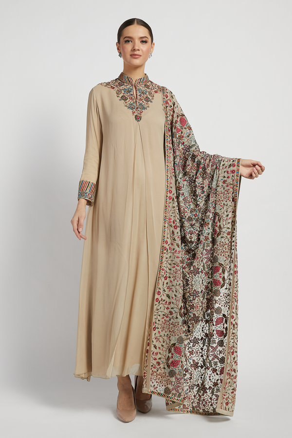 Beige Rania Kurta Set With Dupatta