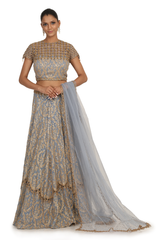 STEEL BLUE FULLY G-60 SEQUIN 6 KALI LEHENGA SET