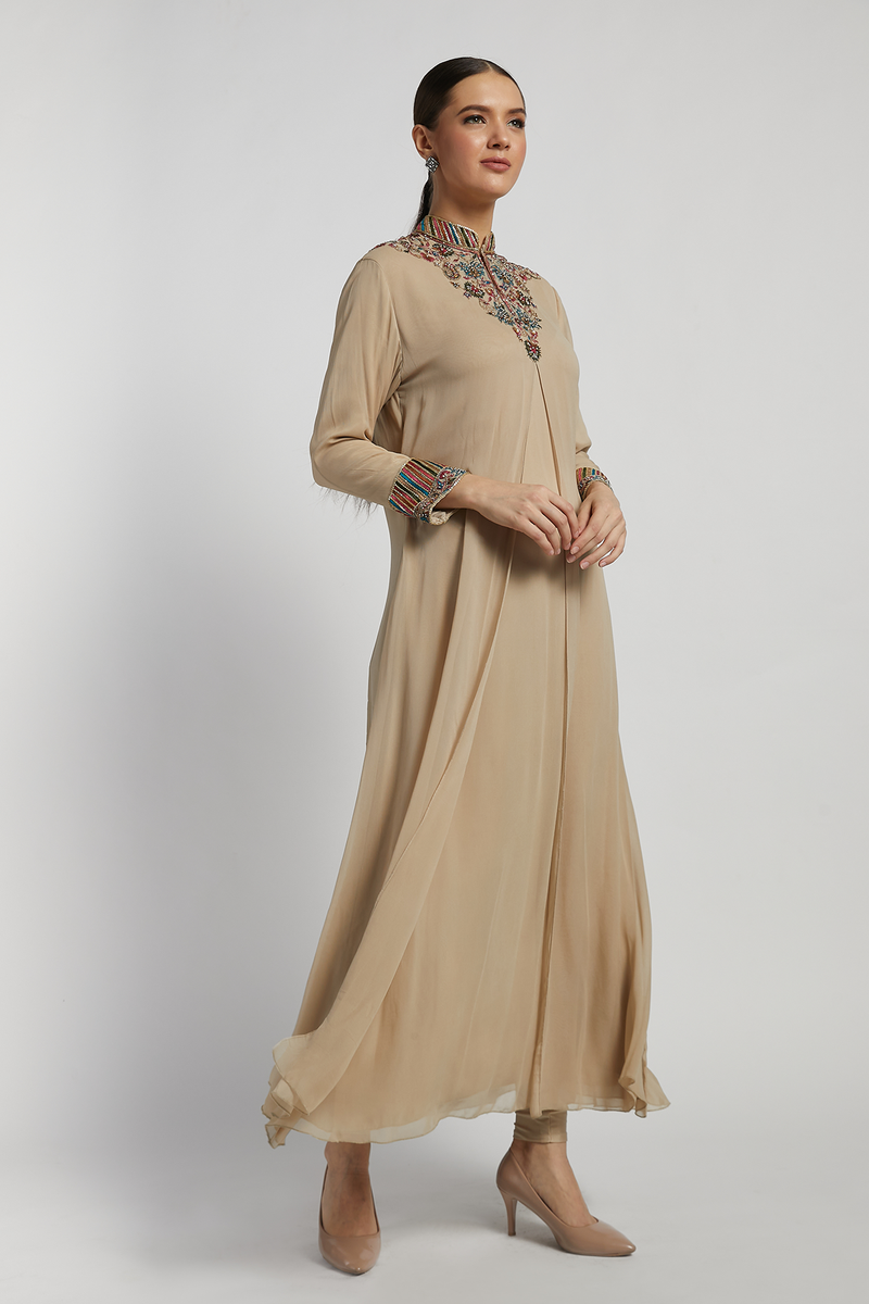 Beige Rania Kurta Set With Dupatta
