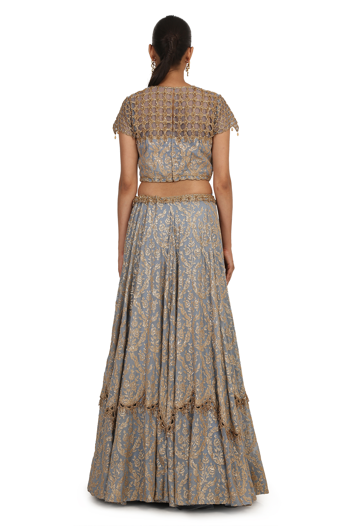 STEEL BLUE FULLY G-60 SEQUIN 6 KALI LEHENGA SET