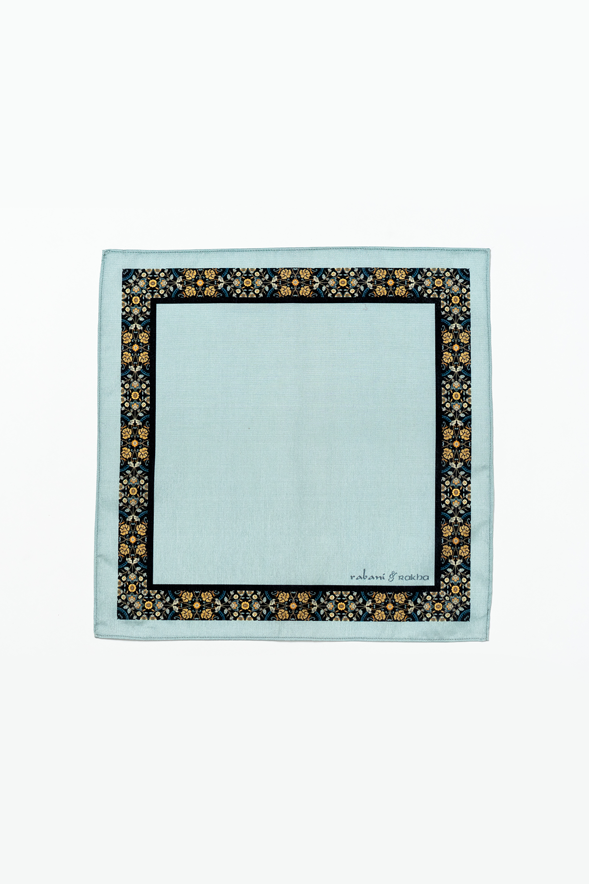 Black & Grey Mughal Garden Print Pocket Square and Mask Gift Box