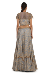 STEEL BLUE FULLY G-60 SEQUIN 6 KALI LEHENGA SET