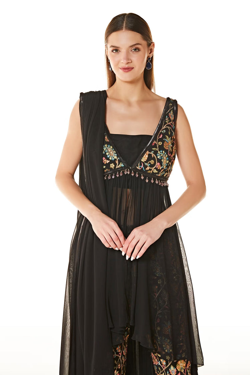 Black Ayat Bodice Embroidered Kurta Set