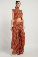 Coral Pants With Lana Cape