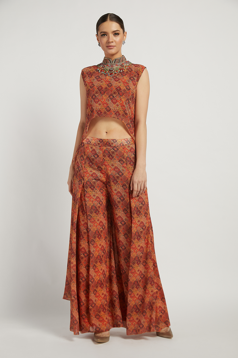 Coral Pants With Lana Cape