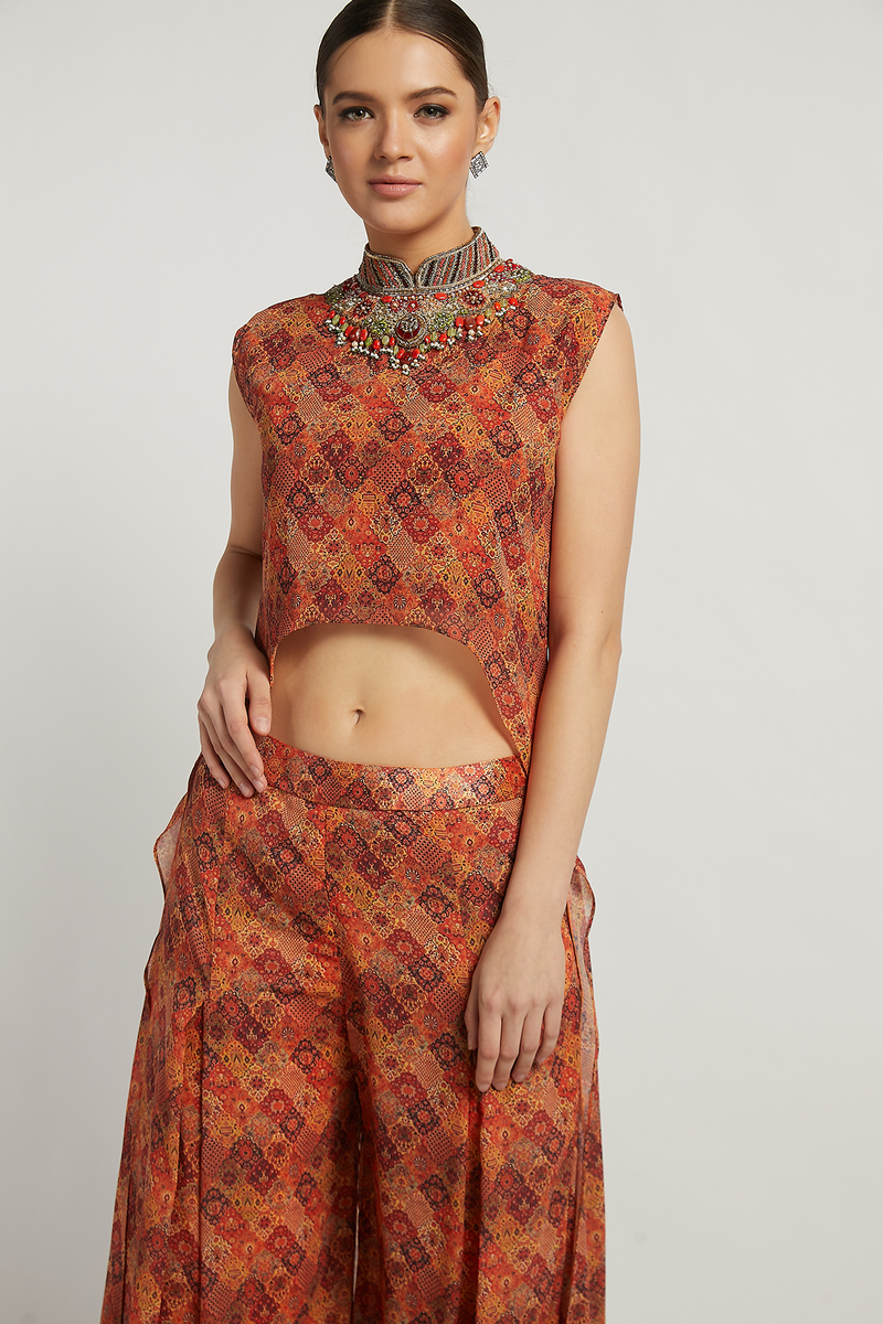 Coral Pants With Lana Cape
