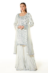 Off White Ayat Hand Embroidered Kurta Gharara Set