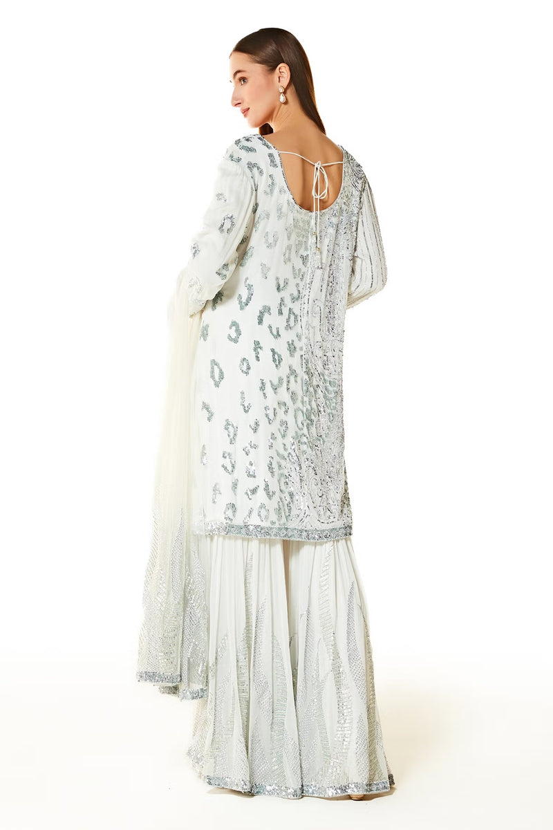 Off White Ayat Hand Embroidered Kurta Gharara Set