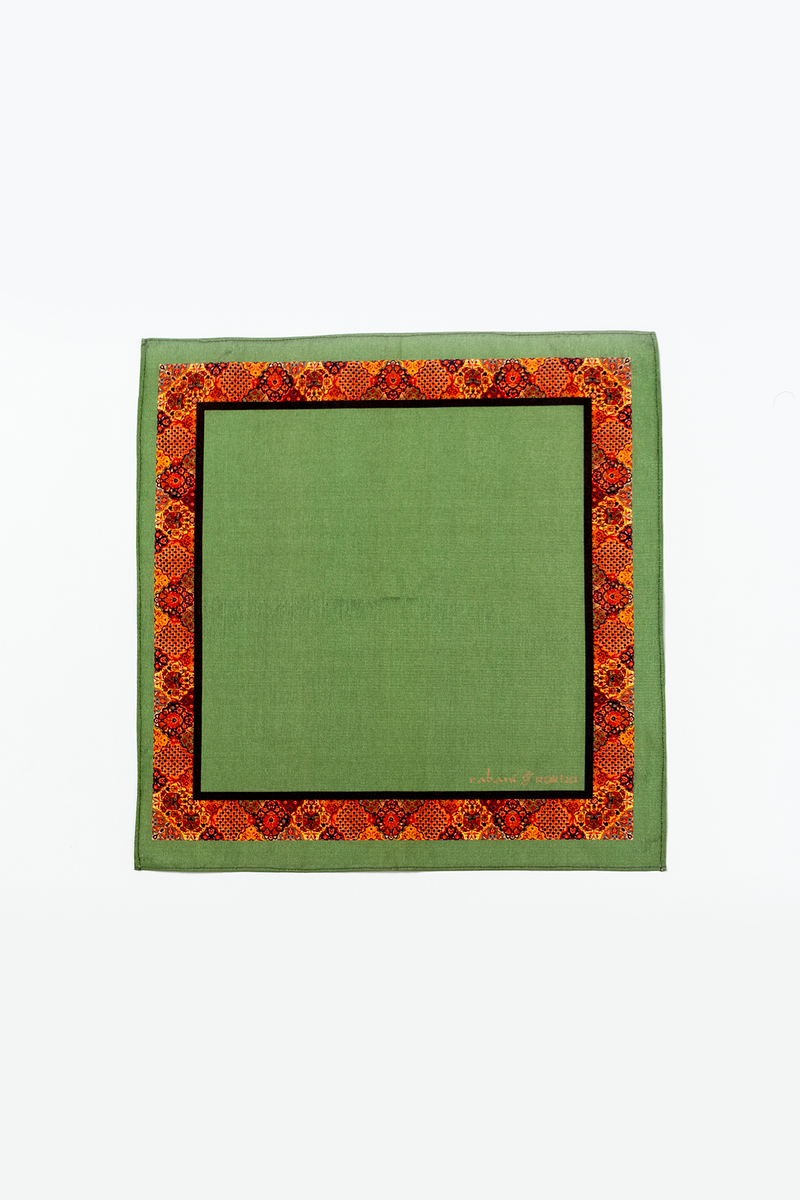 Slate Blue, Green, & Canary Blue Printed Pocket Square Gift Box