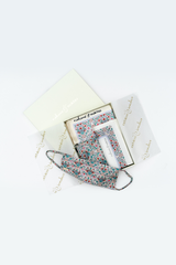 Aqua Mughal Jaal Print Pocket Square and Mask Gift Box