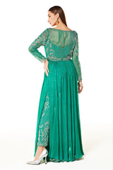 Green Adah Hand Embroidered Anarkali And Pant Set