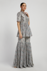 Grey Printed Gharara Set