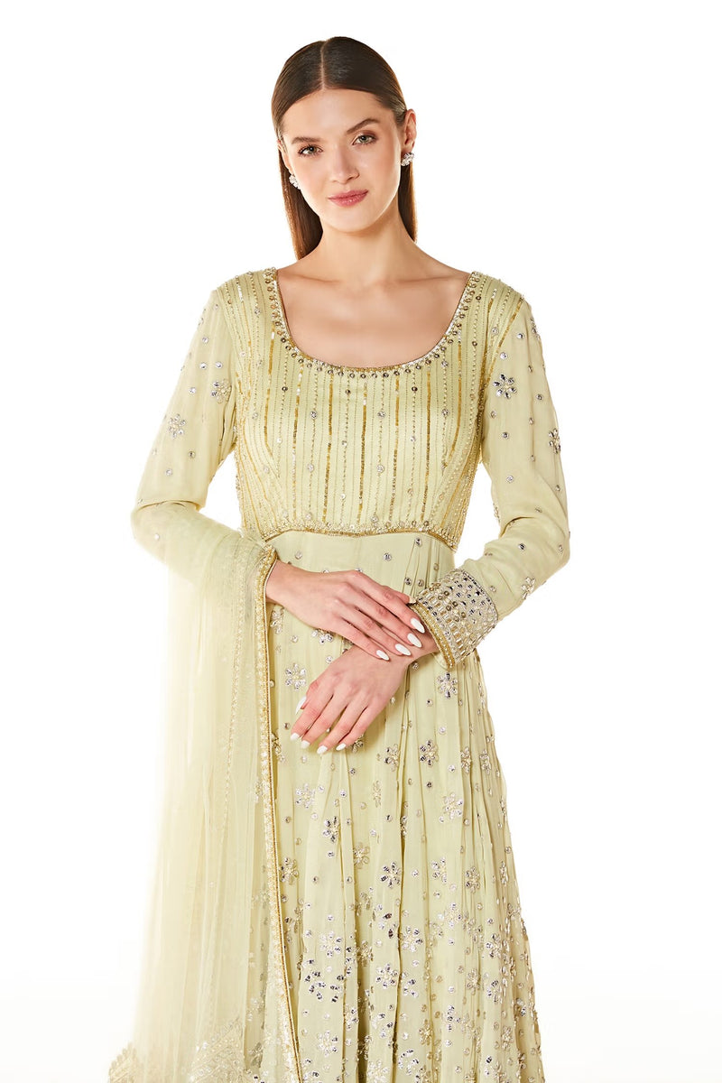 Green Georgette Ayat Embroidered Anarkali Set