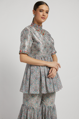 Grey Printed Gharara Set