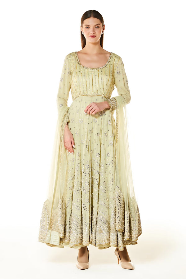 Green Georgette Ayat Embroidered Anarkali Set