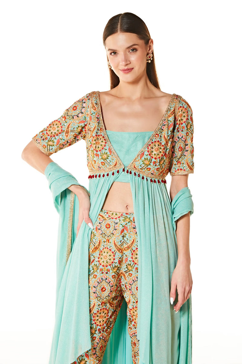 Blue Ayat Jacket Kurta Pant Set