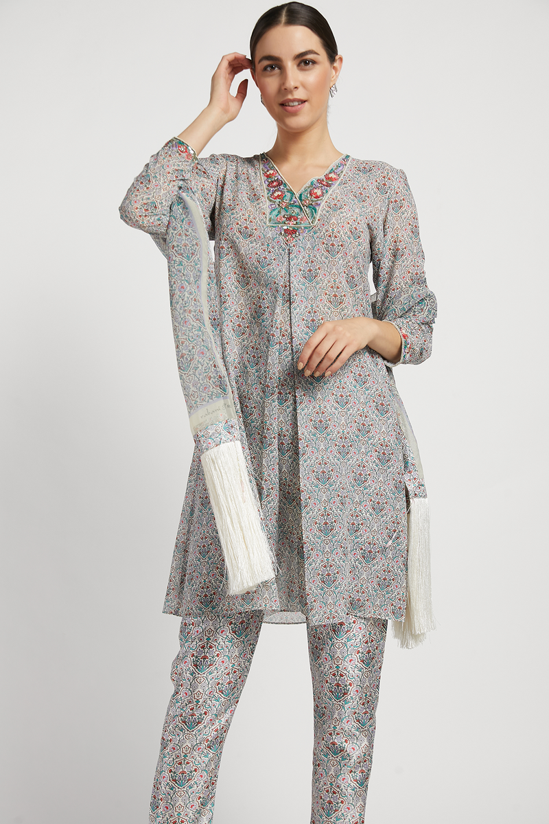 Grey Printed Dalia Kurta Set