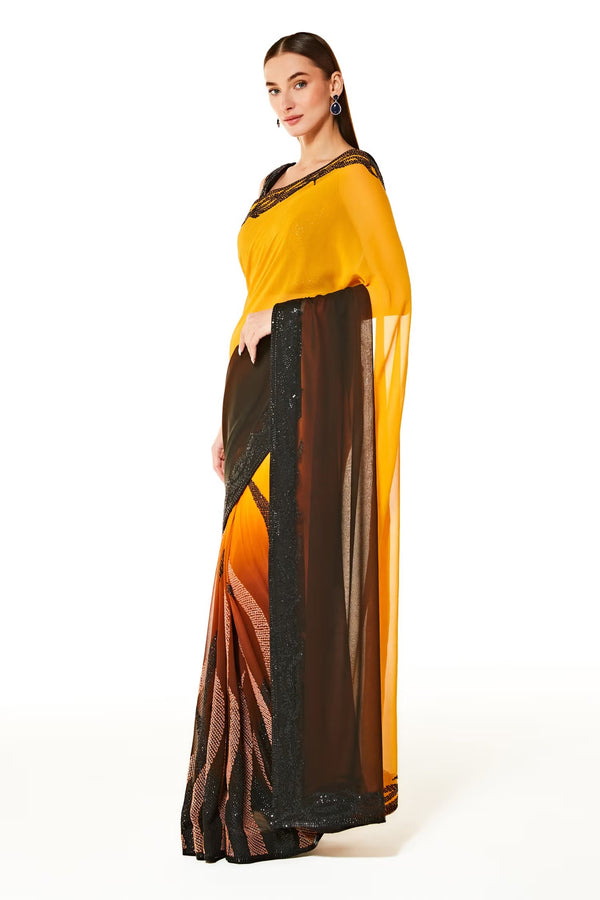 Black Georgette Zaynab Shaded Sequin Saree