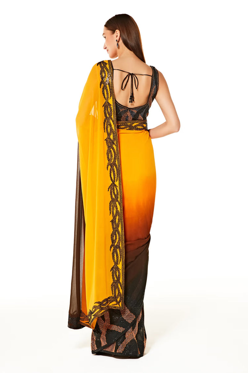 Black Georgette Zaynab Shaded Sequin Saree