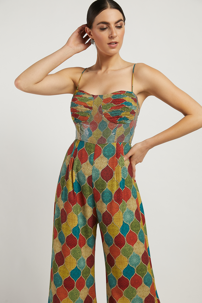 Multi Coloured Trellis Ramona Jumpsuit
