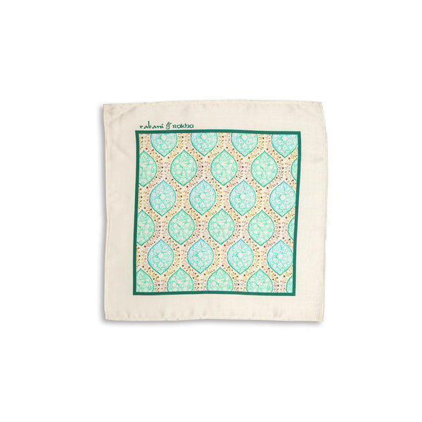 Aqua Satin Printed Pocket Square & Neck Stole Gift Box