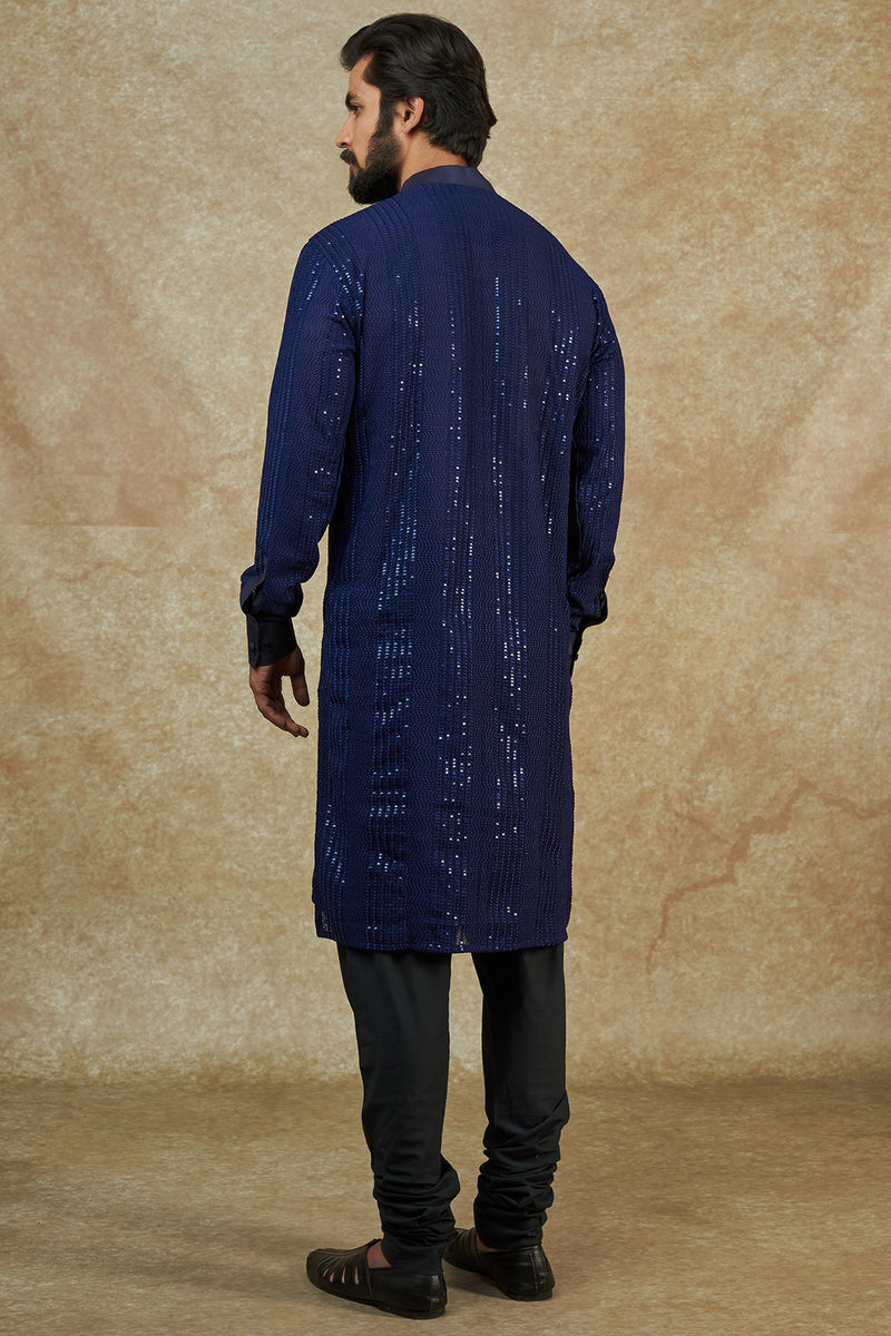 Blue Georgette Embroidered Kurta Set