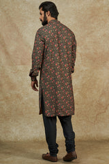 Dark Green Georgette Printed Sheeting Kurta Set