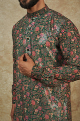 Dark Green Georgette Printed Sheeting Kurta Set