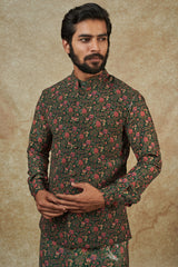 Dark Green Kurta with jacket for men