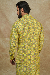 Yellow Georgette Printed Bundi Jacket