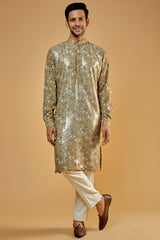 Gold Dupion Printed Sheeting  Kurta Set