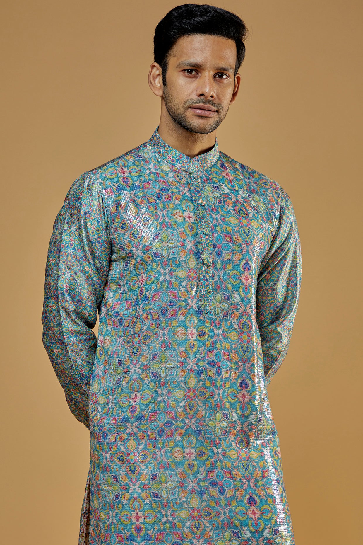 Multi-Colored Crepe Printed Sheeting  Kurta Set