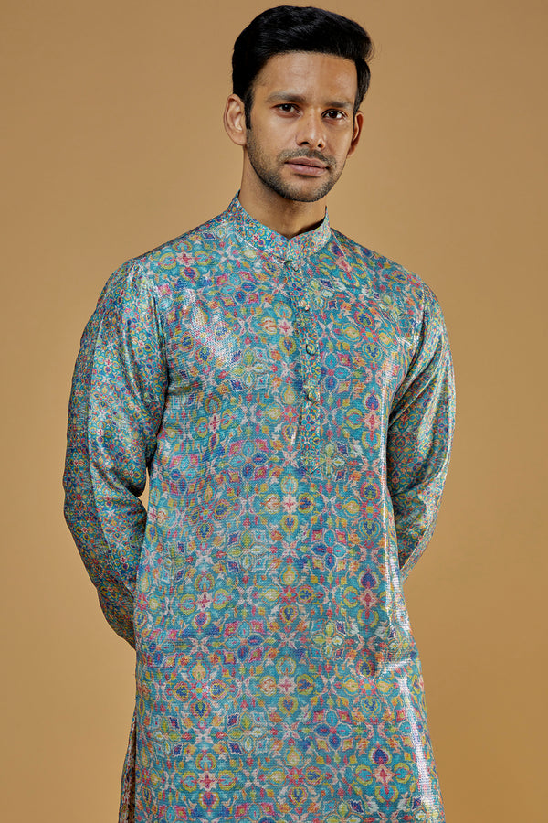 Multi-Colored Crepe Printed Sheeting  Kurta Set