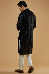 Black Georgette Embroidered Kurta Set