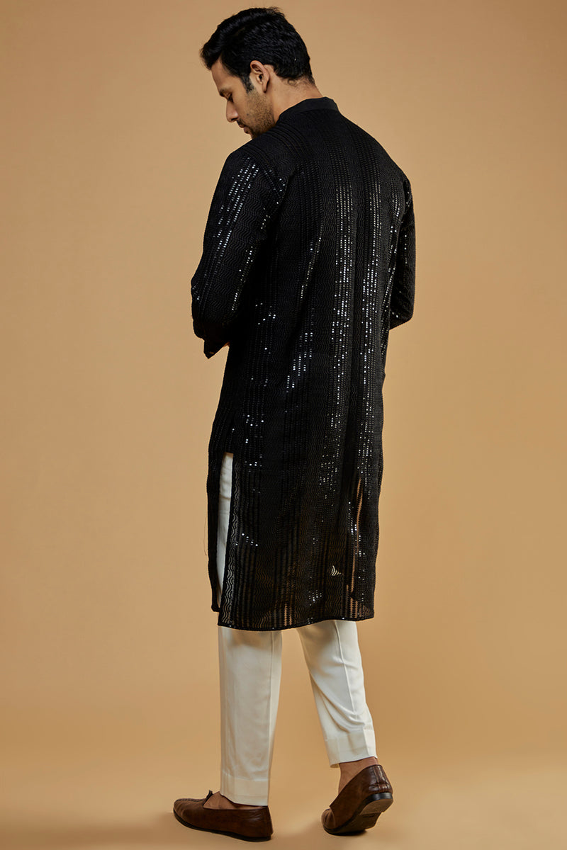 Black Georgette Embroidered Kurta Set
