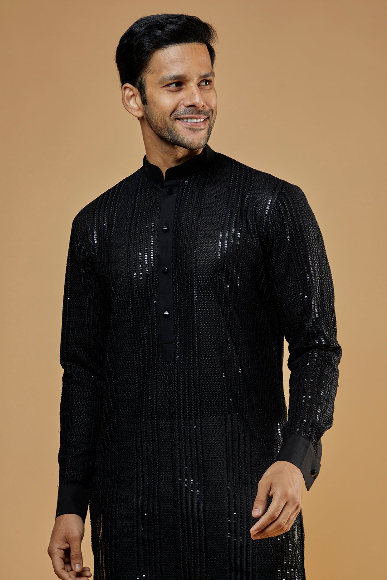 Black Georgette Embroidered Kurta Set