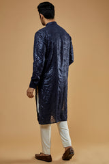 Blue Georgette Embroidered Kurta Set