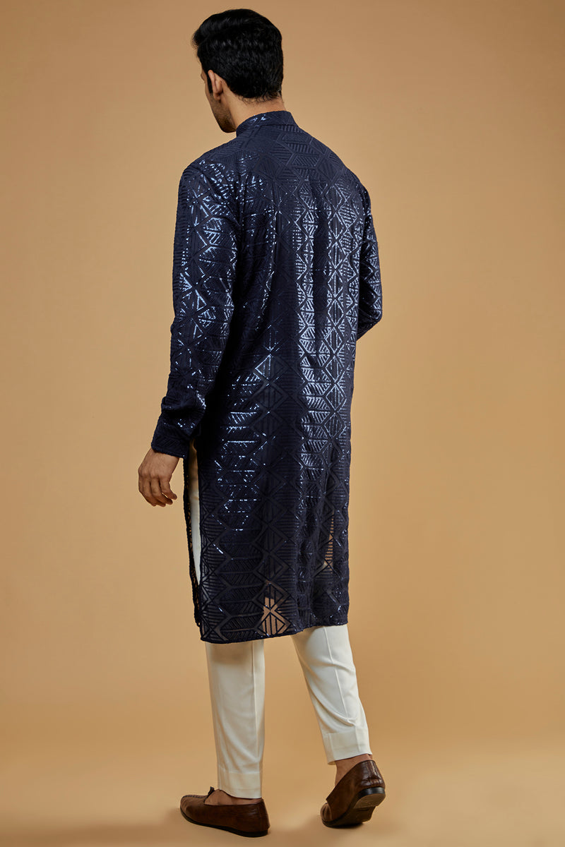 Blue Georgette Embroidered Kurta Set