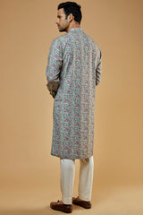 Multi-Colored Dupion Printed Sheeting Kurta Set