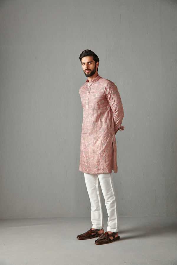 Pink Cotton Silk Kurta Set