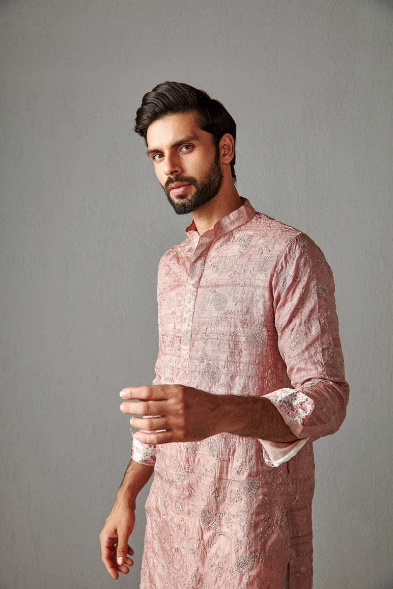 Pink Cotton Silk Kurta Set
