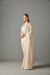 Ivory Embellished Saree Set