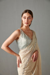 Ivory Embellished Saree Set