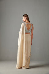 Ivory Embellished Saree Set