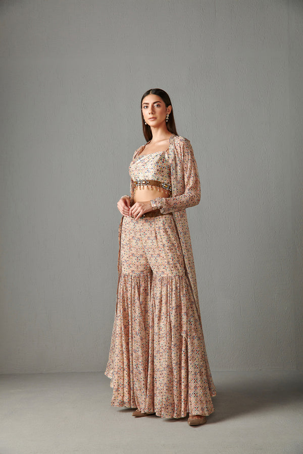 Beige Jacket Set