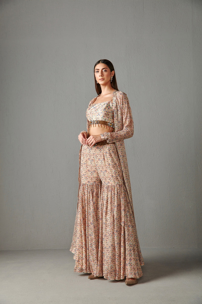 Beige Jacket Set