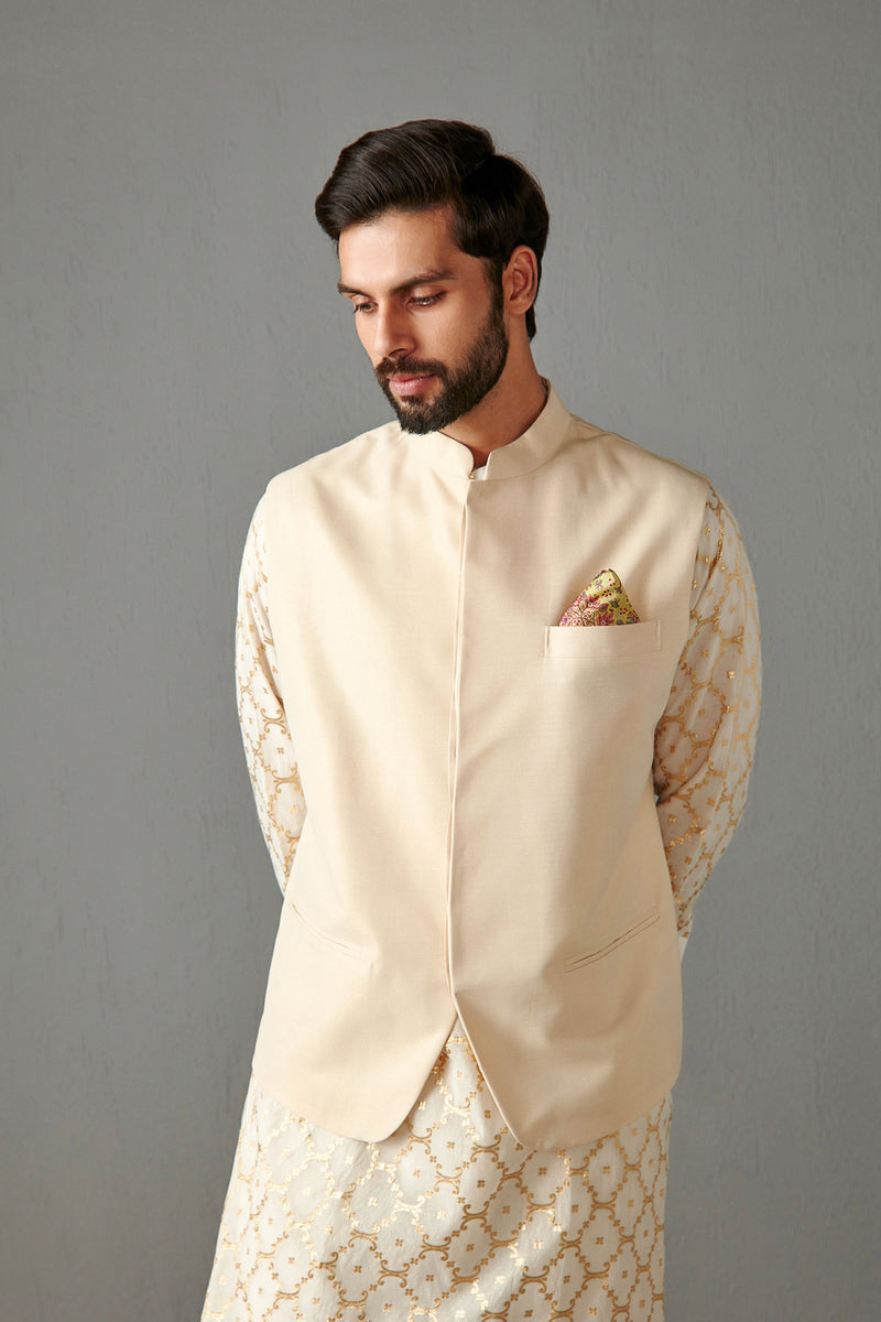 Ivory Foil Georgette Bundi Jacket